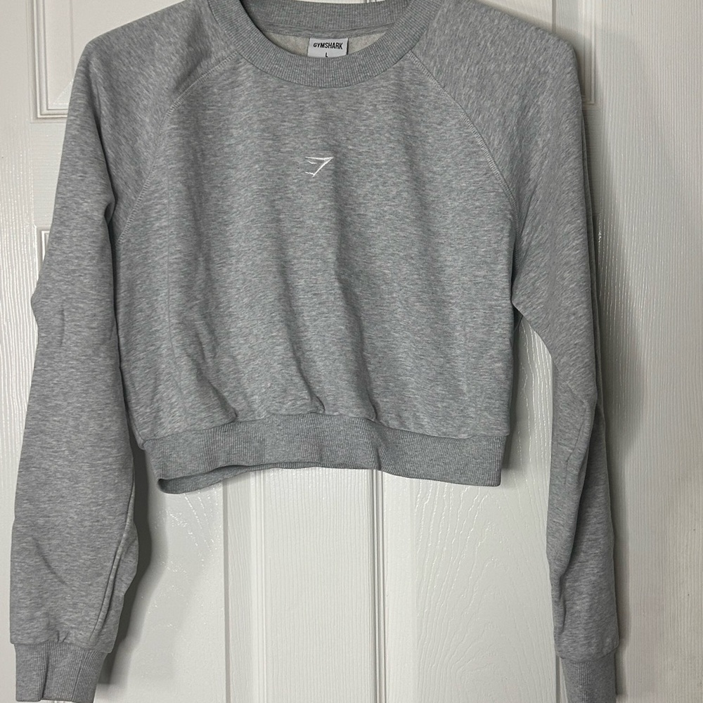 Gymshark Light Gray Cropped Hoodie